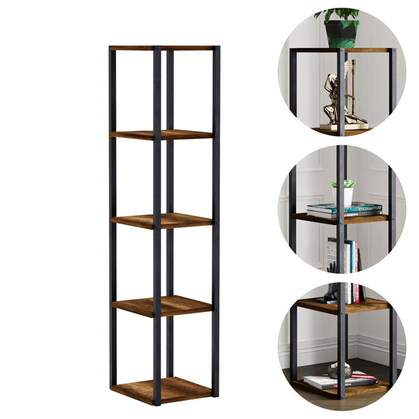 Regał Uusikaupunki w kolorze orzechowym/czarnym [en.casa]