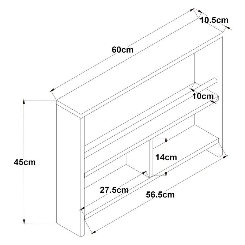 Szkic wymiarowy Półka ścienna Piteå 60x105x45cm biała [en.casa]