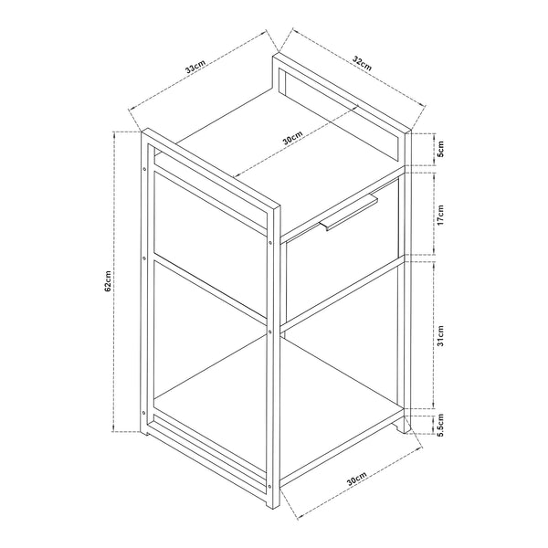 Stolik boczny Namsskogan 62x33x32cm orzechowy wygląd [en.casa]
