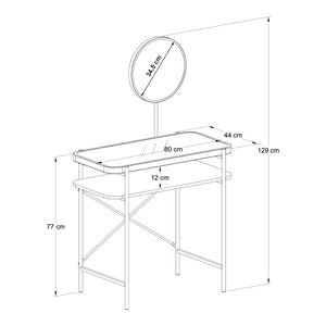 Toaletka Hjelmeland z lustrem 129x80x44 cm czarna [en.casa]