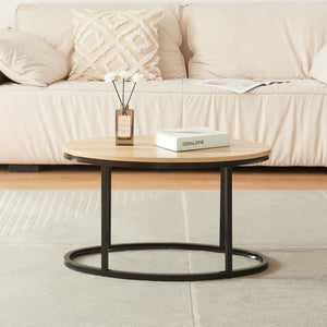 Zestaw stolików Holandia zestaw 2 czarny/dąb [en.casa]