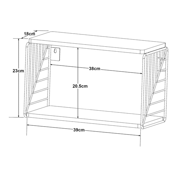 Półka ścienna Moss 39x18x23 cm czarny/biały [en.casa]