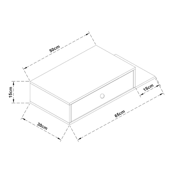 Półka ścienna Stor z szufladą 65x30x15 cm czarna [en.casa]