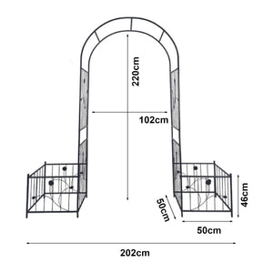 Łuk różany Barisciano z 2 skrzynkami na kwiaty czarny [casa.pro]