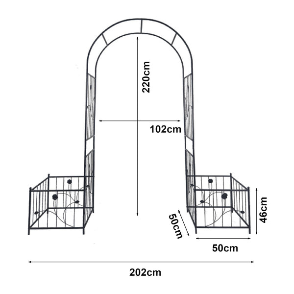 Łuk różany Barisciano z 2 skrzynkami na kwiaty czarny [casa.pro]
