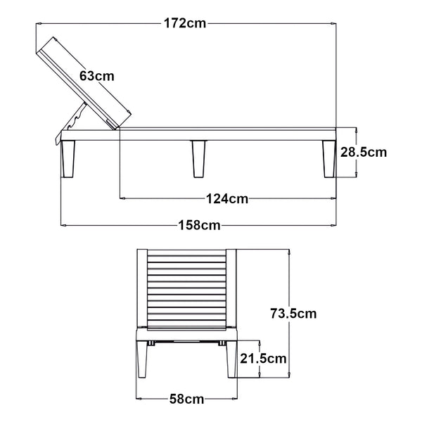 Leżak Ateleta 172x58 cm czarny [casa.pro]