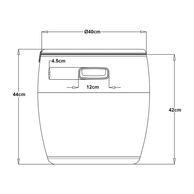 Szkic wymiarowy Stołek Cool Box Avetrana 44xØ40 cm jasnobrązowy [casa.pro]