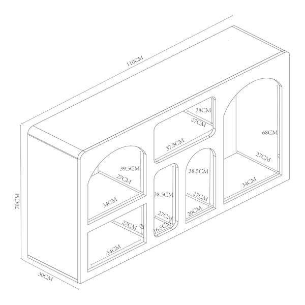 Kredens Vågå z otwartymi przegródkami 110x30x70 cm Biały [en.casa]