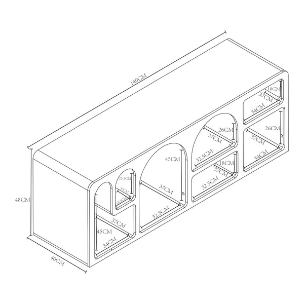Stolik TV Vågå 140x40x48 cm Biały [en.casa]