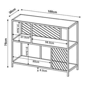 Konsola Övertorneå 100x30x75 cm czarny/dąb [en.casa]