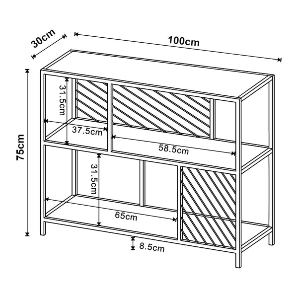Konsola Övertorneå 100x30x75 cm czarny/dąb [en.casa]