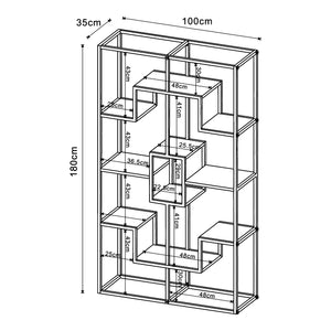 Półka stojąca Råde metalowa 180x100x35 cm czarna [en.casa]