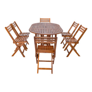 Zestaw mebli ogrodowych Acerenza 7-cz. Akacja FSC®-certyfikowane drewno [en.casa]