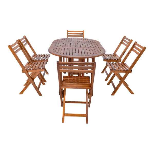 Zestaw mebli ogrodowych Acerenza 7-cz. Akacja FSC®-certyfikowane drewno [en.casa]