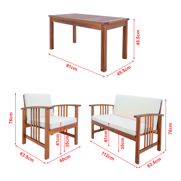 Zestaw mebli ogrodowych Brissogne 4 szt. drewno akacjowe z certyfikatem FSC® [en.casa]