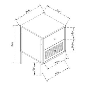 Szafka nocna Tysnes 39x35x47 cm dąb/czarny [en.casa]