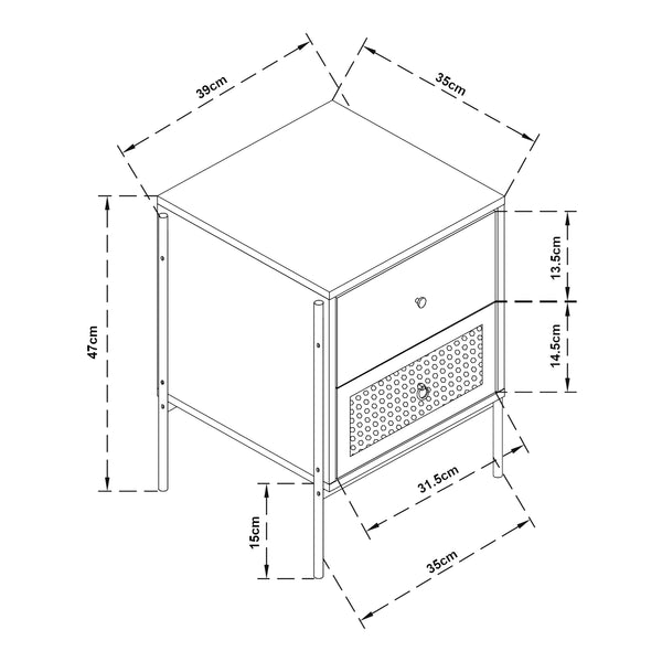 Szafka nocna Tysnes 39x35x47 cm dąb/czarny [en.casa]
