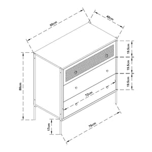Komoda Tysnes z 3 szufladami 80x80x40 cm dąb/czarny [en.casa]