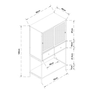 Szafka boczna Tysnes 140x80x40 cm czarny/dąb [en.casa]