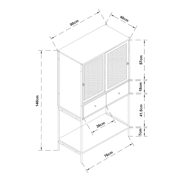 Szafka boczna Tysnes 140x80x40 cm czarny/dąb [en.casa]