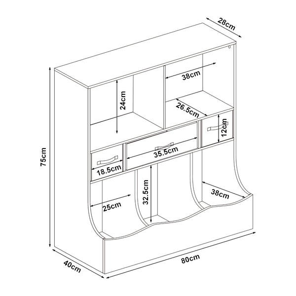 Półka dziecięca Vastesa 75x80x40 cm biała [en.casa]