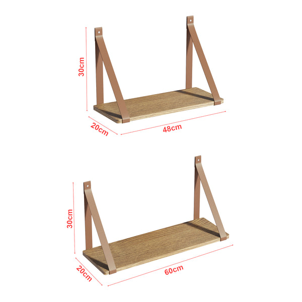 Zestaw półek ściennych Utsira 48/60 x 20 x 30 cm 2-częściowy dąb/brąz [en.casa]
