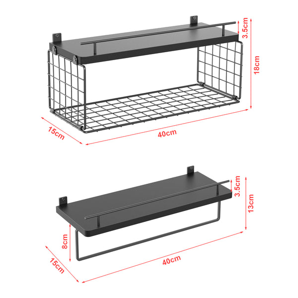 Półka ścienna Vik zestaw 2 sztuk czarna [en.casa]