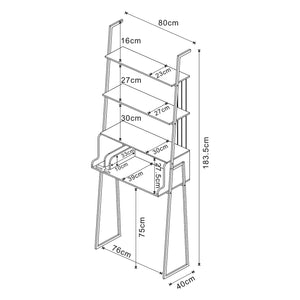 Biurko Storfjord z półką drabinkową 184x80x40cm czarne [en.casa]