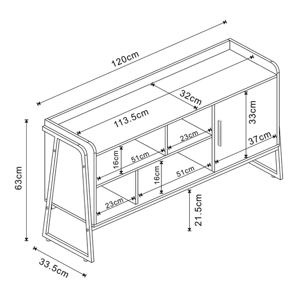 Szafka pod telewizor Storfjord 120x34x63 cm czarna [en.casa]