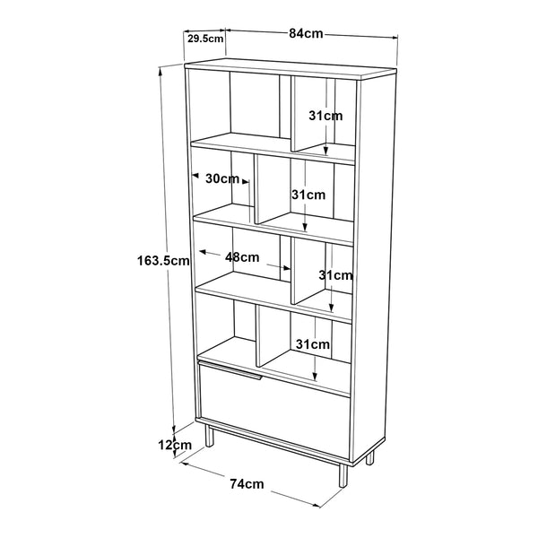 Regał Kvænangen 176x84x30 cm dąb/rattan [en.casa]