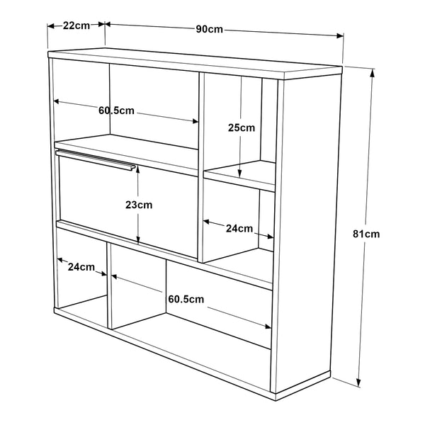 Półka ścienna Kvænangen 90x22x81cm dąb/rattan [en.casa]