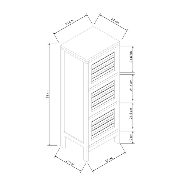 Szafka boczna z 3 drzwiami Ypäjä 82x33x27 cm bambus [en.casa]