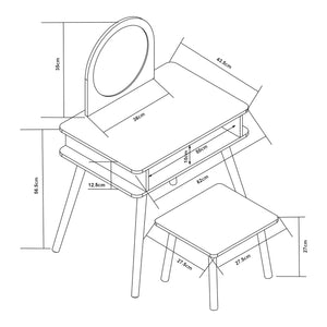 Dziecięca toaletka z taboretem Ovanåker biały/natura [en.casa]