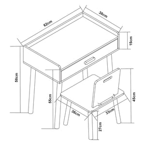 Biurko dziecięce z krzesłem Skjervøy drewno/białe [en.casa]
