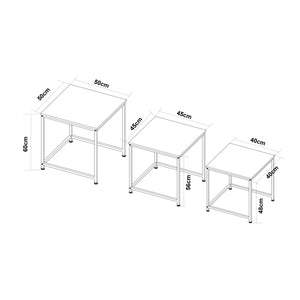 3-częściowy marmurowy stolik kawowy Trollhättan, biały [en.casa]