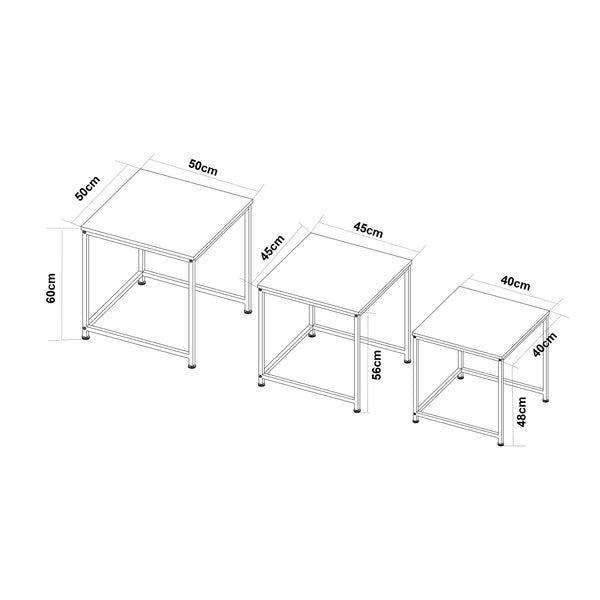 3-częściowy marmurowy stolik kawowy Trollhättan, biały [en.casa]