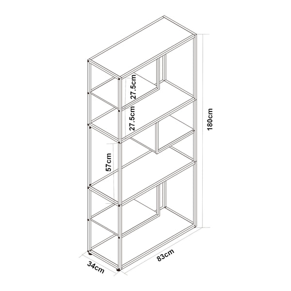 Regał Østre 180x83x34 cm czarny/walnut look [en.casa]