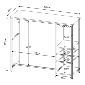 Stolik barowy Stjørdal ze stojakiem na butelki w kolorze czarnym/orzechowym [en.casa]