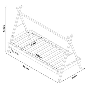 Łóżko Tipi Siikajoki z materacem 90x200cm drewno sosnowe naturalne [en.casa]