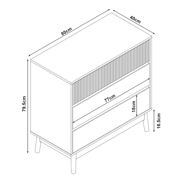 Komoda Landskrona 80x80x40 cm z 3 szufladami o wyglądzie dębu [en.casa]