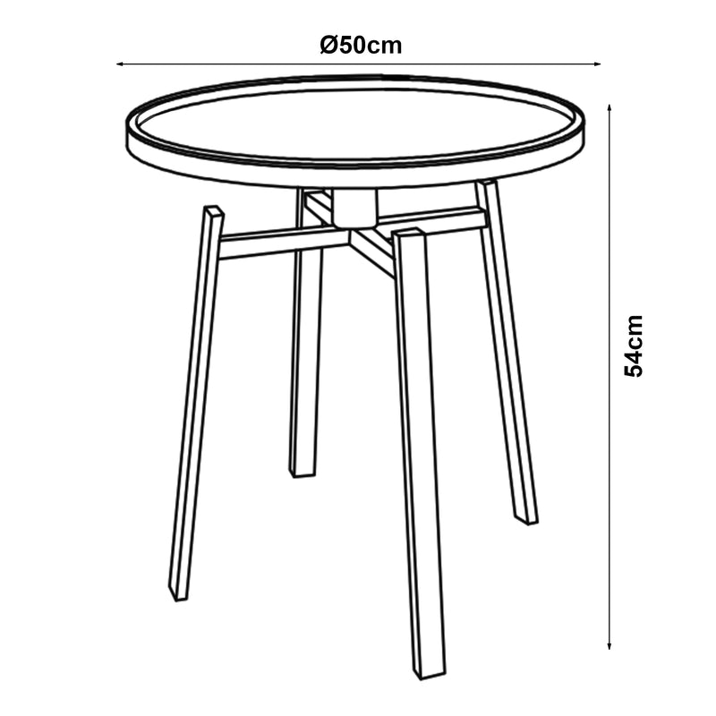 Szkic wymiarowy Stolik boczny Mippeena 54xØ50 cm czarny/orzech [en.casa]