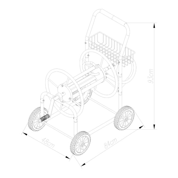 Gelibolu wózek na wąż 3/4 cala maks. 65 m szary [pro.tec]