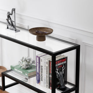Konsola Videnel z szklaną płytą 120x30x76 cm Czarny [en.casa]