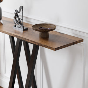 Stół konsolowy Seinshung 110x30x80 cm czarny/orzechowy [en.casa]