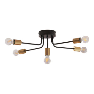 Lampa sufitowa Benfleet 5 x E27 czarny/mosiądz [lux.pro]