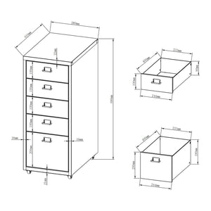 Kökar mobilny cokół z 5 szufladami 69x28x41 cm [en.casa]