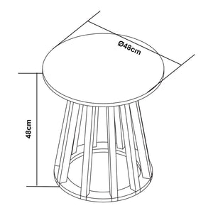 Stolik boczny Lensuu 48xØ48 cm pastelowa zieleń/dąb [en.casa]
