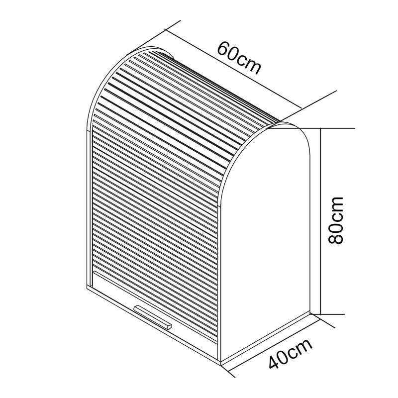 Szkic wymiarowy Szafka roletowa Kavlinge 80x60x40 cm bambus/szary [en.casa]