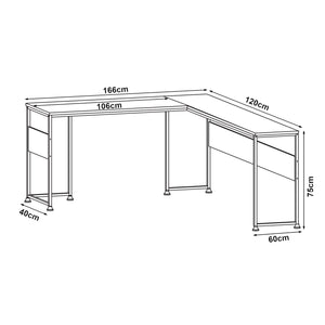 Biurko Karlstang w kształcie litery L 166x120x75 cm jasnoszare [en.casa]