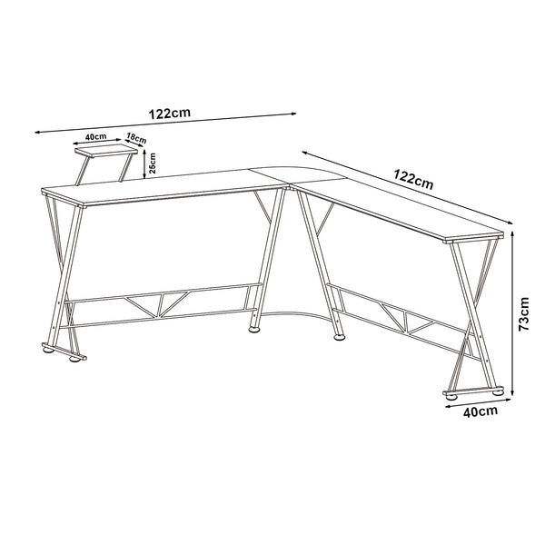 Yremso Biurko w kształcie litery L 122x122x98 cm czarne [en.casa]